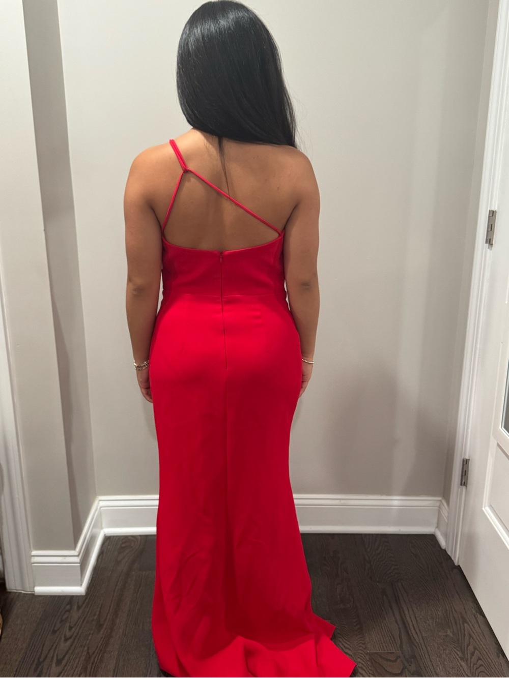Xscape Bold Red One-Shoulder Evening Gown